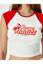 Cherry Printed Crop T-Shirt Color Block Sleeveless Crew Neck - 5