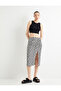 Floral Midi Skirt with Front Slit Detail High Waist