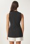 Fleto Pocket Detailed Striped Woven Vest Black Lto0044 - 7