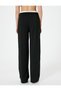 Ribbed Sports Sweatpants Wide Leg Double Waist Detailed Tie Waist - 4