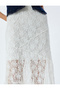 Asymmetric Cut Midi Lace Skirt - Half Lined - 5