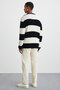 Narvık Men's Recyle Soft Crew Neck Hair Knit Patterned Knitwear Black/Ecru Sweater - 7