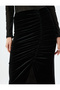 Midi Asymmetrical Draped Velvet Skirt - 5