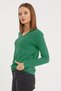 Women's Long Sleeve V Neck Basic Cotton Knitted Blouse - 2