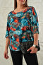 Women's Oversize Viscose Floral Bat Sleeve T-Shirt - 2