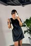 Women's Black Velvet Dress - Brand Stone Detailed - 5