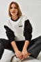 Women's White Black Printed Piecework Sweatshirt 60351255 - 2