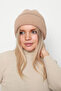 Women's Beanie with Glitter Detail RKŞ-1139 Camel