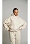 Beige Hooded basic waist elastic pipe leg pocket Oversized tracksuit set - 6