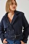 Women's Navy Blue Jacket with Sleeves and Belted Waist 2604 60351266 - 3