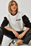 Women's White Black Printed Piecework Sweatshirt 60351255