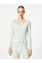 Buttoned Pajama Top Long Sleeve Round Neck Modal Blended - 3