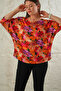 Women's Oversize Viscose Floral Bat Sleeve T-Shirt - 3