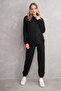 Pregnant and Maternity Bottom-Top Suit with Front Button Hood Corded Twist Fabric Pockets and Elastic Legs - 4