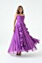 Women's Button and Slit Detailed Janjan Chiffon Evening Dress Dps016
