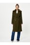 Stamp Coat Detachable Faux Fur Waist Belted Double Breasted Buttoned Pocket - 3