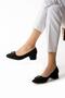 Black Women's Short Heeled Shoes with Accessories - 3