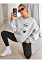Gray Crew Neck Women's Sweatshirt - Face Printed