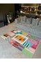 Özge Collection Multicolored Creative Shapes Patterned Woven Base Modern Decorative Carpet Ozge31