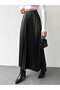 Women's High-Waisted Pleated Faux Leather Skirt - 7