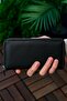 Leather Wallet with Phone Compartment Portfolio Card Holder Black Wallet with 6 Card Capacity Cash Money Compartment