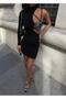 Sequin Sequin Low-Cut Black Mini Evening Gown - 4