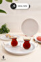 Set of 4 Vera White Metal Coffee and Tea Presentation Trays - 25 cm Elegant and Durable Design