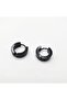 Perforated Hoop Model Steel Men's Earrings Black Color - 6