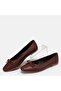 Genuine Leather Bow Large Size Ballerinas - 41-42-43-44-Tan Leather - 5