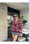 Burgundy Camel Green Diamond Patterned Pocket Sweater Cardigan