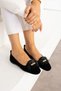 Lazyo Black Rectangular Buckle Detailed Furry Ballerinas - 2