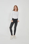 Women's 100% Cotton 2-Piece Crew Neck Long Sleeve Ribbed Blouse Set - 2