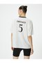 V-Neck T-Shirt Printed Long Relaxed Fit Short Sleeve - 4