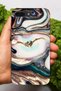 جراب سيليكون متوافق مع هاتف Apple iPhone 8 Plus مطبوع عليه HD+ بألوان متنوعة ونمط رخامي