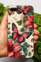 حافظة سيليكون متوافقة مع هاتف Apple iPhone 8 Plus مطبوعة بنمط الفراشة الحمراء