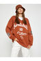 College Printed Sweatshirt Oversize with Fleece Inside