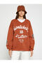 College Printed Sweatshirt Oversize with Fleece Inside - 3