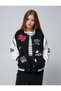 College Jacket Oversize Printed Embroidered Ribbed Pocket Detailed - 3