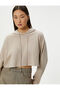 Hooded Crop Sweatshirt Long Sleeve