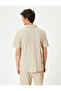 Polo Neck T-Shirt Buttoned Textured Cotton Short Sleeve - 4