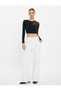 Crop T-Shirt with Transparent Tulle Detail and Shiny Stone Embroidery - 2