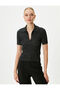 Polo Neck Sweater Knitwear Glitter Short Sleeve Buttoned - 3