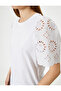 Scalloped Sleeves T-Shirt Short Sleeve Crew Neck - 5
