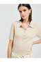 Polo Neck Knitwear Sweater Buttoned Short Sleeve Cashmere Textured - 2