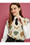 V-Neck Sweater Soft Textured Diamond Pattern - 2