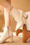 Women's Candy Heeled Lace up Boots - Skin-Patentate - 2