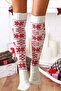 Women's New Year's Themed Snowflake Patterned Knee High Socks - 2