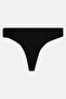 Women Plain Pull On Thong, Black