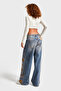 Women's T.Jeans Color Floral Embroidery Loose Fit Design Denim - 5