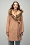 Hooded Fur-Capped Fish-Scale Coat with Belt Detail Somon 3044 - 4